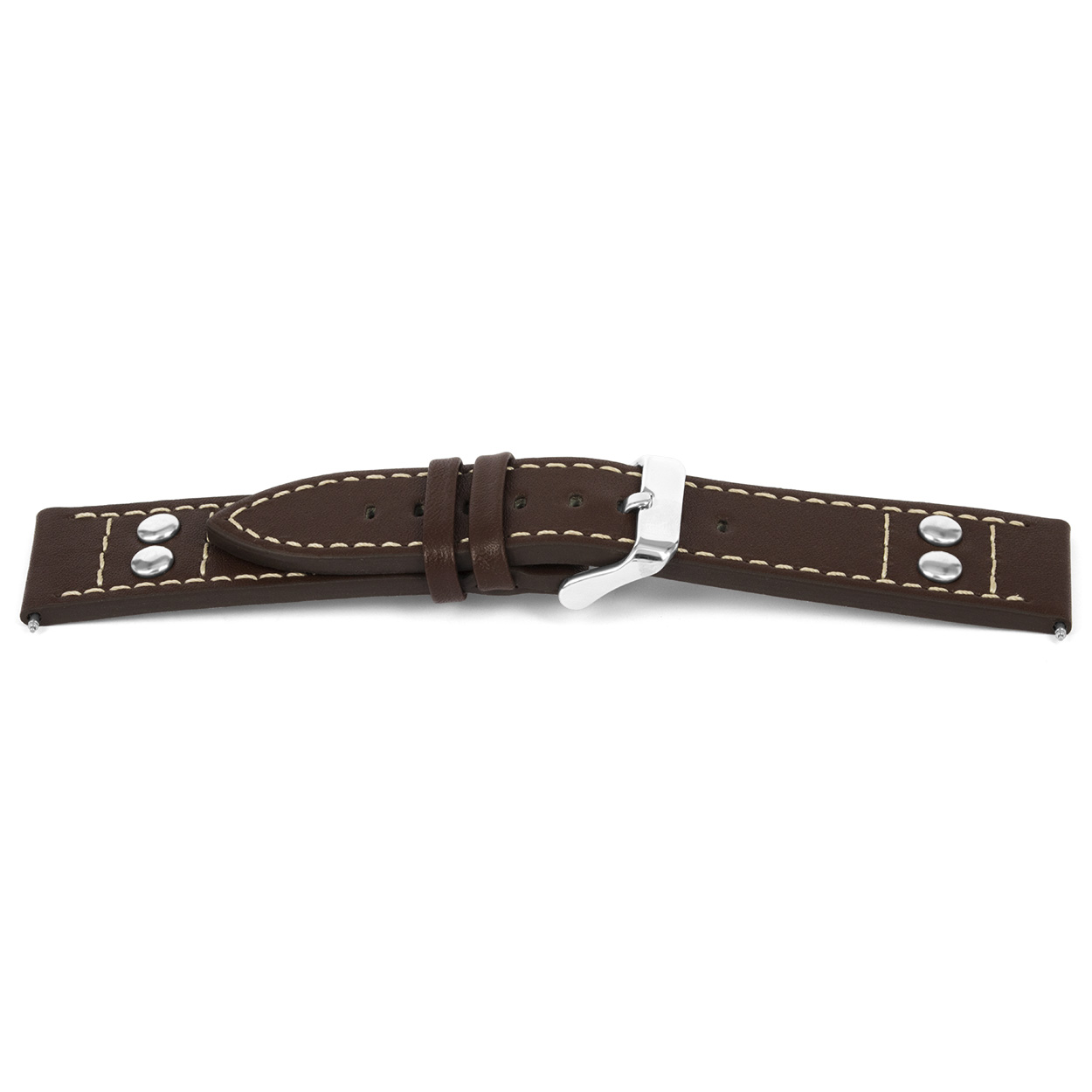Italiaans lederen horlogeband bruin K469/WPL80, glad en gestikt met stuts.
Kleur band: Bruin
Band dikte: 3.6mm
Band lengte: 80/120mm
Band breedte: 22x20mm
Gesp: Edelstaal 
Bekleding binnenband: Nubuck
Gestikt: Ja Beige
Pushpin: Inclusief
Waterproef: Nee
NFC Chip: Nee
Hypo-allergeen: Ja
EAN: 4782586361114