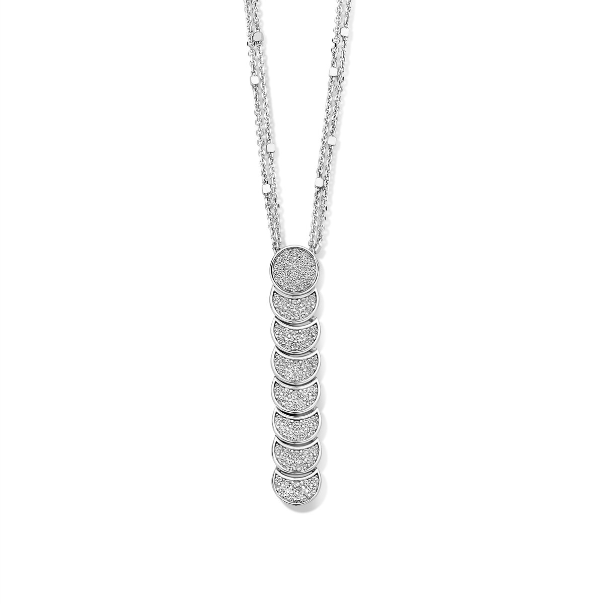 Zilveren ketting gezet met zirconium 42-45cm Naiomy