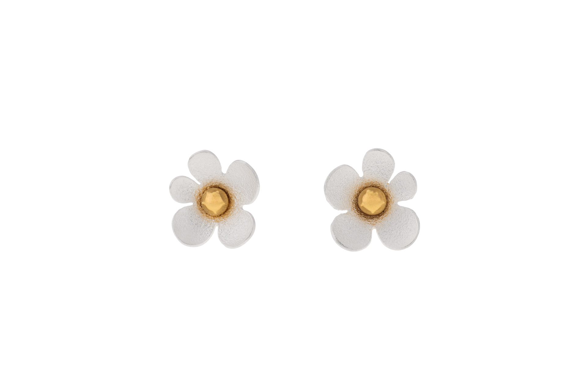 Die Ohrstecker Blüten Silber teilweise vergoldet sind filigran gearbeitet und verleihen jedem Outfit einen eleganten Touch. Die teilweise Vergoldung sorgt für einen edlen Look und die Blütenform ist zeitlos schön. Trage diese Ohrstecker am besten zu schlichten Outfits, um sie gekonnt in Szene zu setzen. Ein Must-Have für jede Schmucksammlung!
