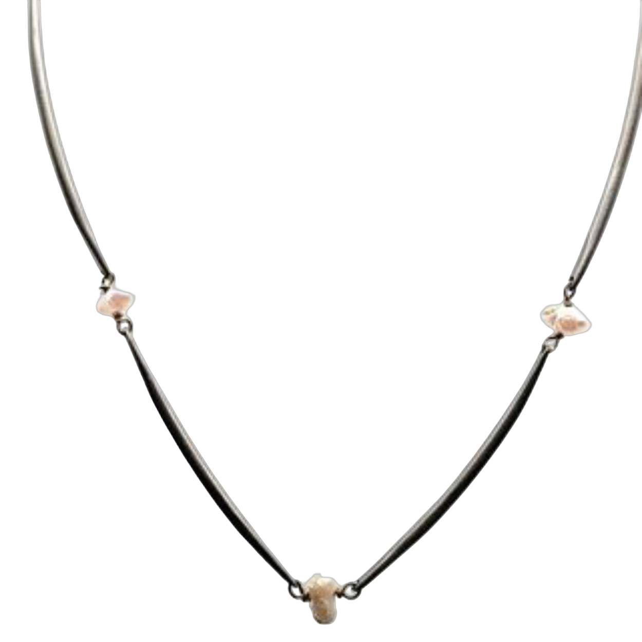 titanium collier met parels