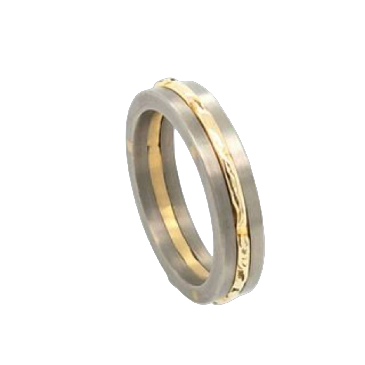 titanium ring met gesmolten gouden baan