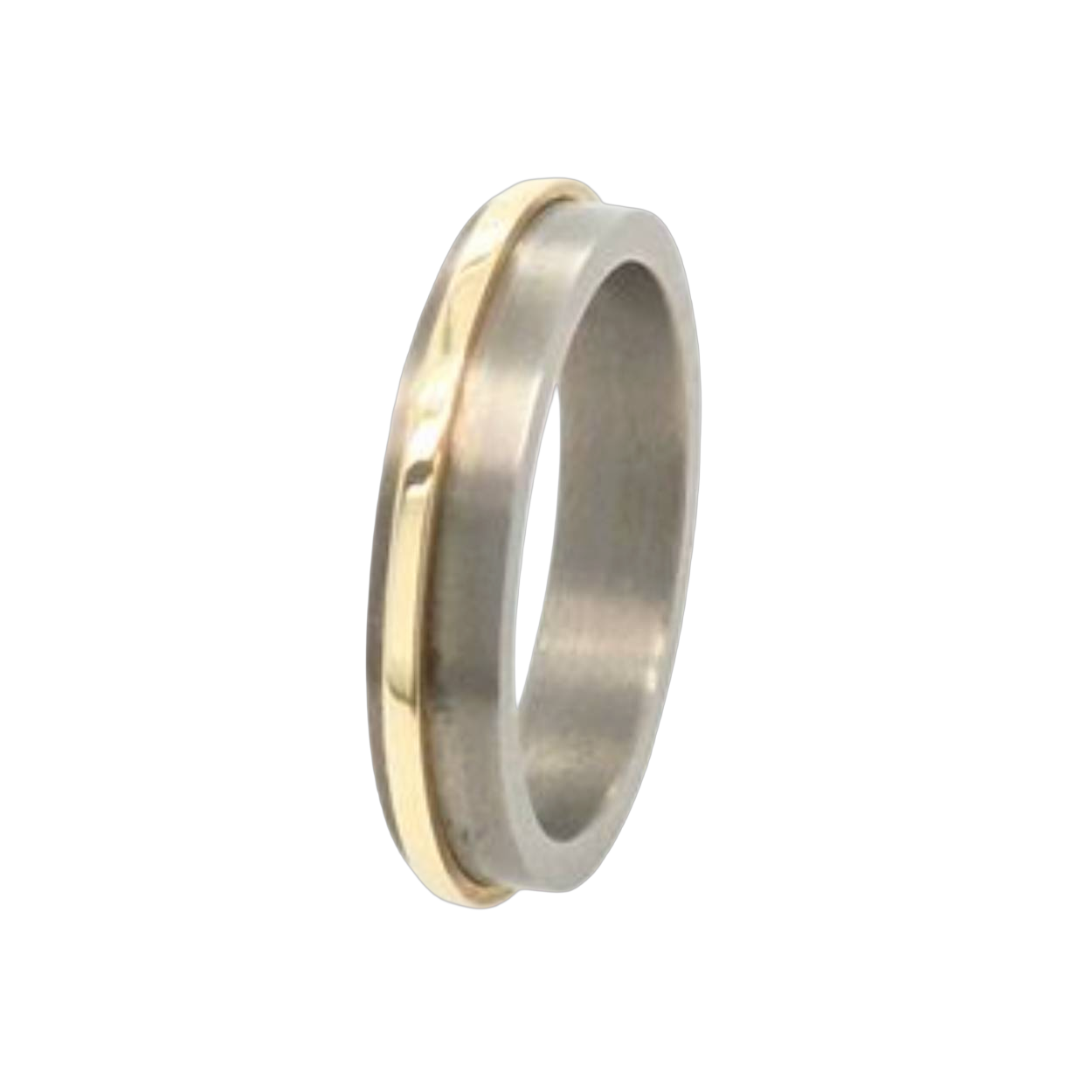 titanium ring met gouden lijn rondom