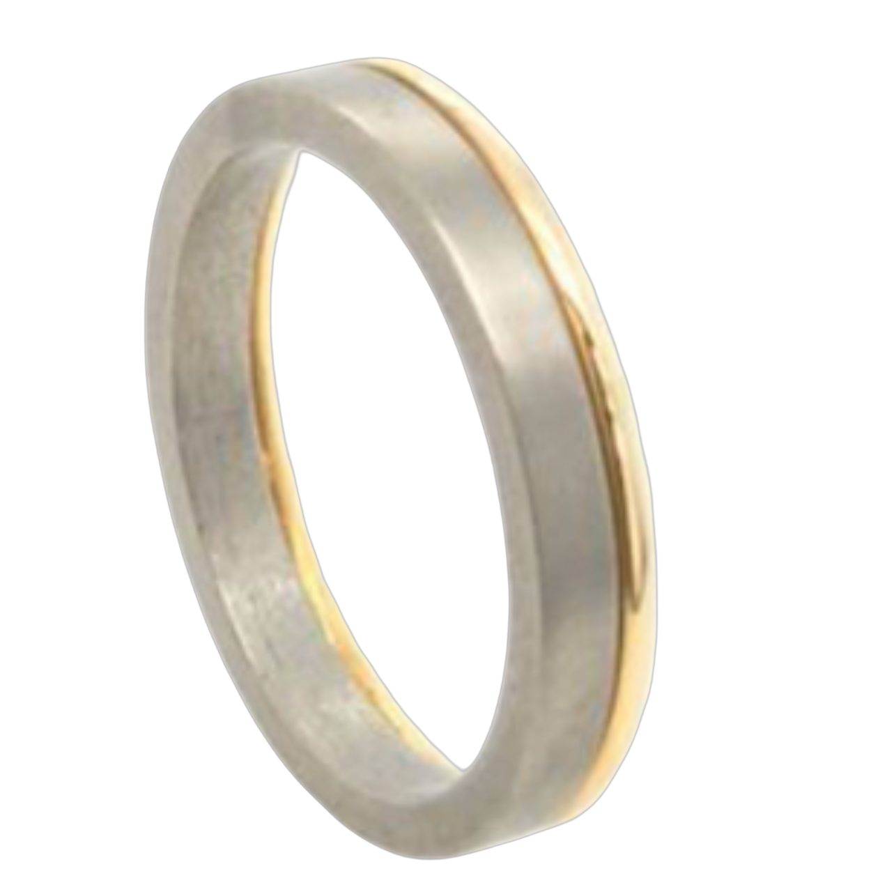 titanium ring met gouddraad naast