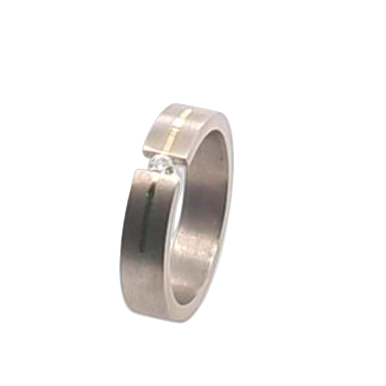 titanium ring met zirconia en ingelegde goudlijn