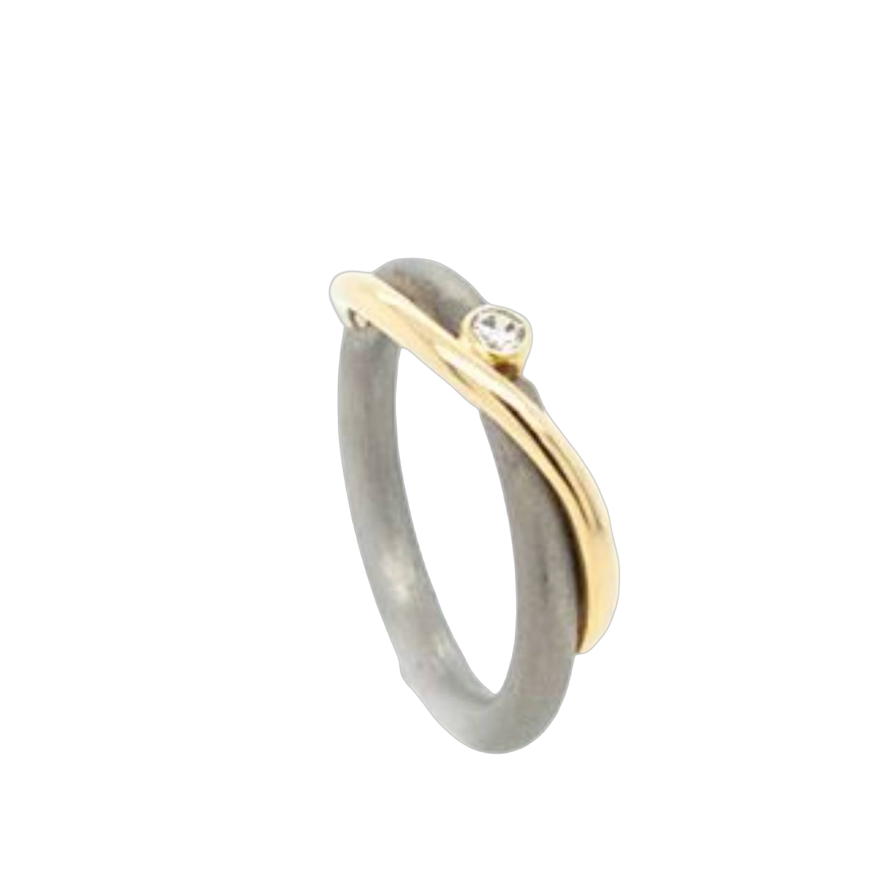 titanium ring met gouddraadslinger en zirconia