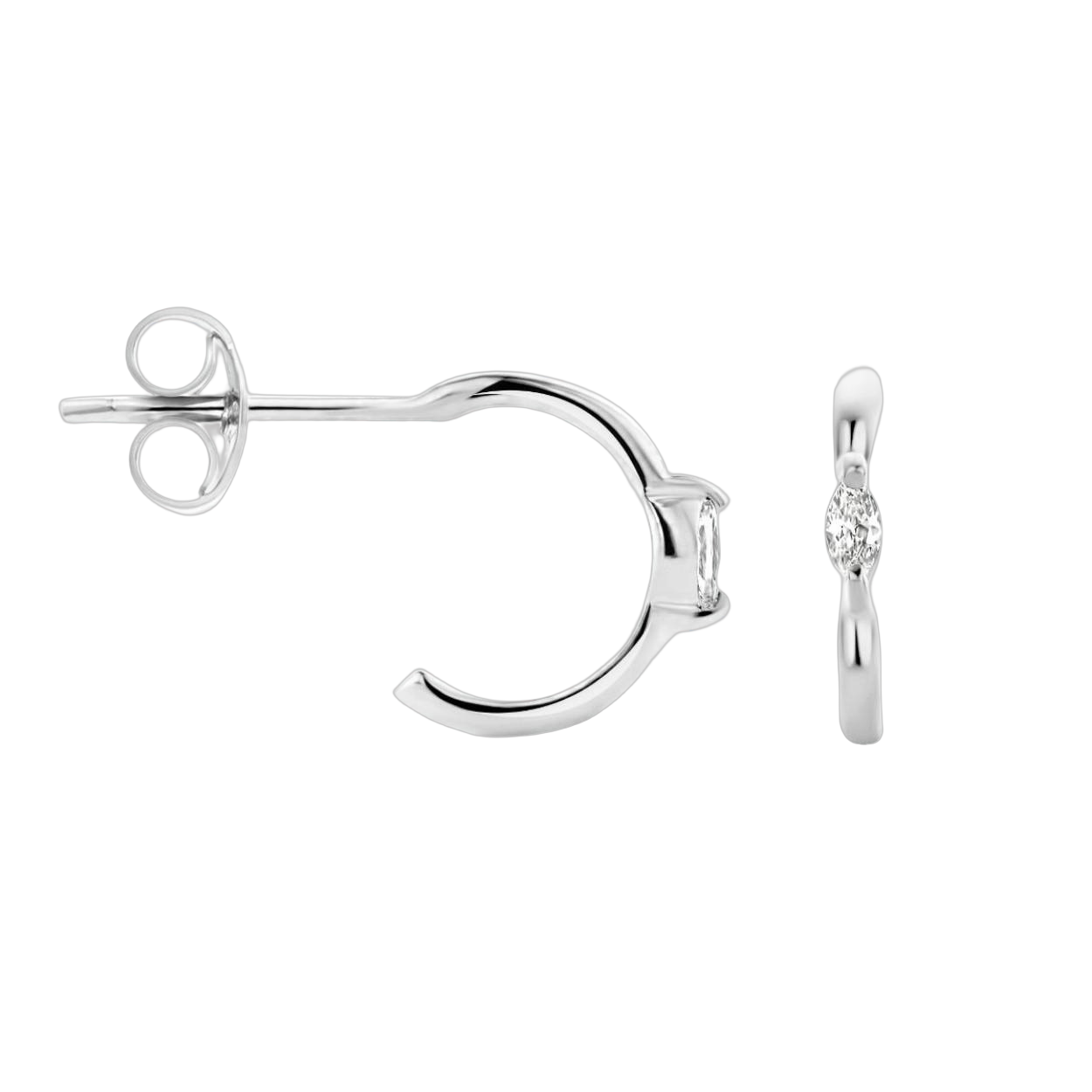 Gerhodineerd 925 zilveren stekeroorringen uitgevoerd met een schitterende zirkonia. De stekeroorringen hebben een afmeting van 10x1.5mm.