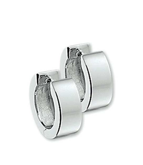 Gerhodineerd zilveren klapoorringen met een vlakke gebolde buis en een poli afwerking. 15 x 5 mm.