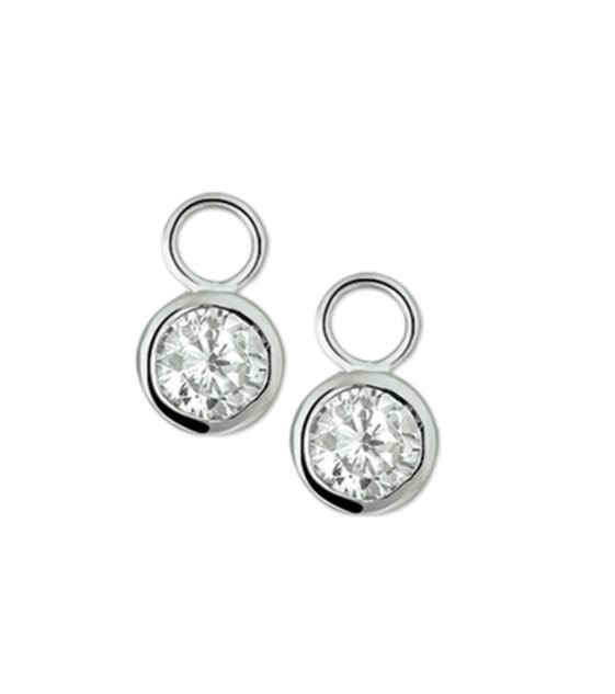 Gerhodineerd zilveren oorringhangers met zirkonia geschikt voor 3.5 mm buis.