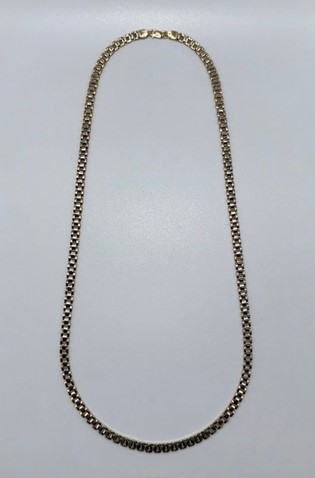 14 karaat bicolor geel- met witgouden collier Rolex schakel schakelbreedte 4,1 mm 50cm lang met karabijn sluiting.