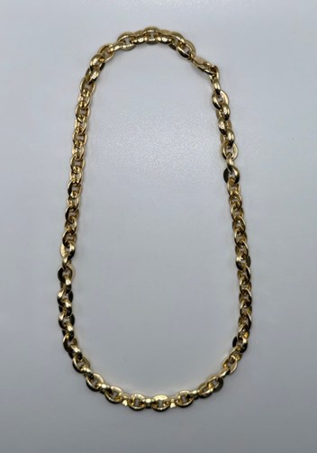 14 Karaat geel goud anker colliervolle bolle buis schakels 8,5 mm met luxe karabijn sluiting lengte 45 cm.