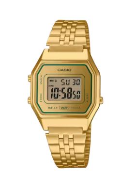 Charmant klassiek met een opvallend goud en groen kleurenschema.

De immer populaire LA680 heeft groene accenten tegen een gouden basis - een tijdloos, maar eigentijds unisex ontwerp. De metalen armband met meerdere rijen heeft een matte afwerking en is gecombineerd met een gedampt horlogeglas voor een prachtige gloed.

Niet alleen cool, maar ook praktisch. Geniet van handige functies zoals LED-achtergrondverlichting, stopwatch, alarm en meer.