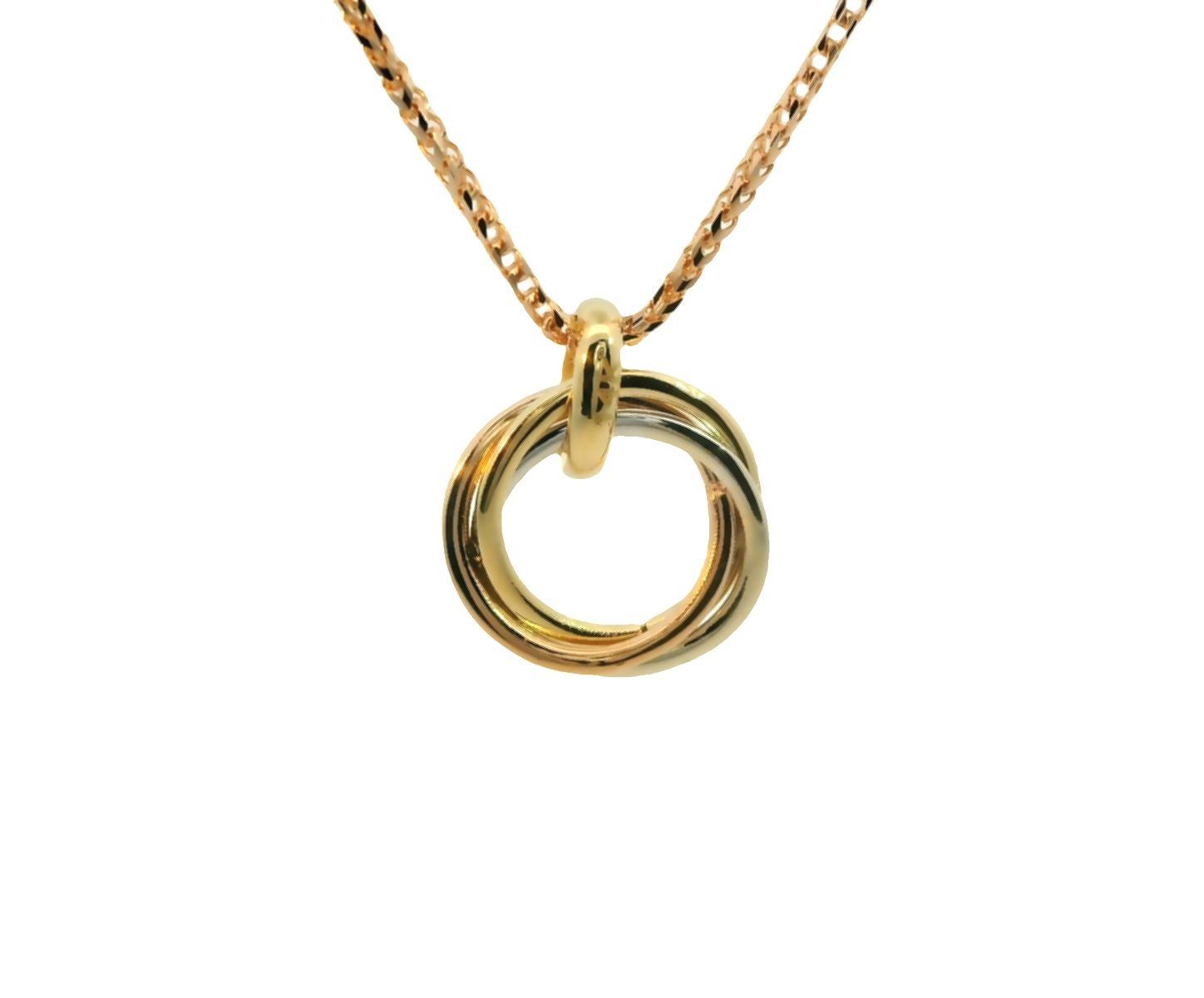Deze prachtige tricolor gouden hanger van 14 karaat is een tijdloze toevoeging aan je sieradencollectie. De hanger heeft een uniek en elegant ontwerp met gele, witte en rosé gouden accenten. Draag deze hanger aan een fijne gouden ketting voor een chique en stijlvolle look. Perfect voor elke gelegenheid!