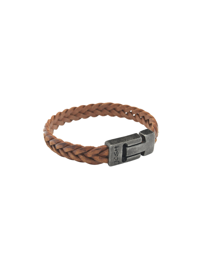 josh armband verzilverd 24831 S/Cognac L