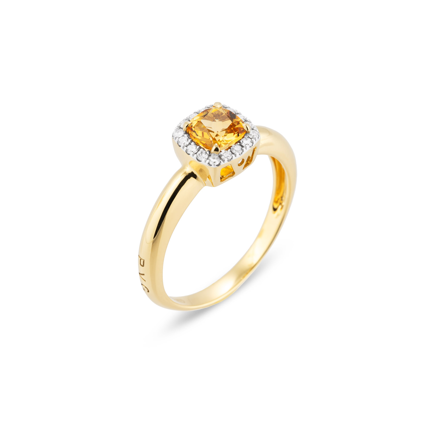18 krt ring met diamant en citrine