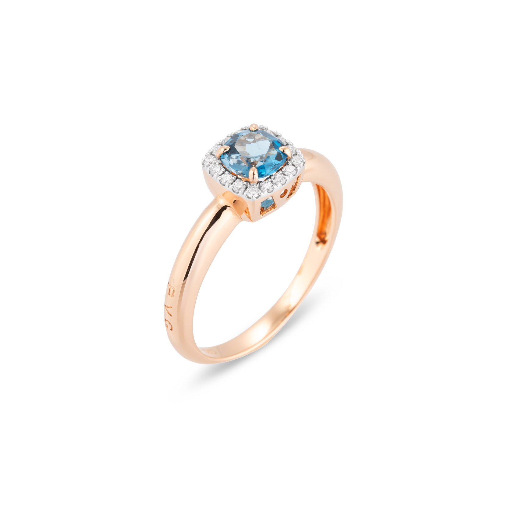 18 krt ring met diamant en bleu london