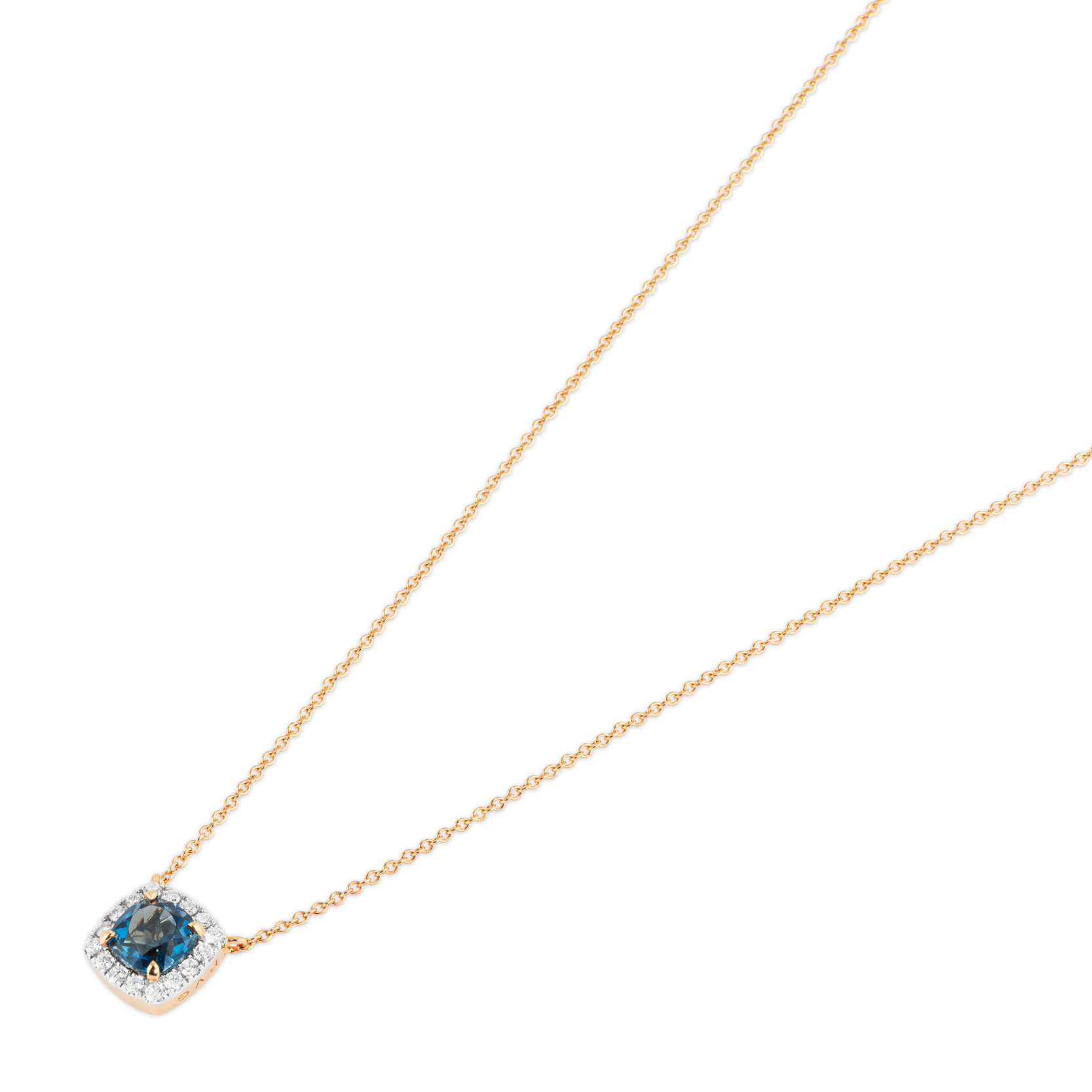 18 krt collier met diamant en bleu london
