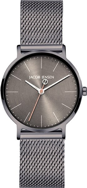 Jacob Jensen Timeless Nordic - Titanium - Edelstaal band - Saffierglas - Titanium kast