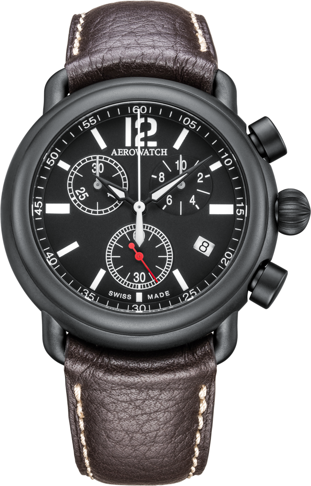 Aerowatch Black PVD Chrono met saffier glas / 5Atm