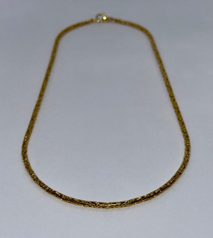 14 Karaat massief geel gouden konings ketting ronde schakel 42 cm lang massief met karabijn haak sluiting.