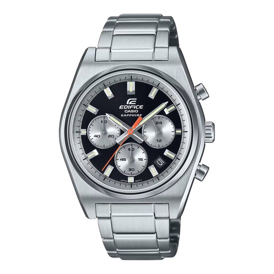 Dit Casio horloge behoort tot de Edifice collectie.
Referentienummer: EFB-730D-1AVUEF

De EDIFICE-motorsportchronograaf is geïnspireerd op de klassieke sportwagen. 
De legendarische 3-6-9-lay-out van de inzetwijzerplaat bevat opvallende indexbalken in een klassiek sportief ontwerp. De kleinere diameter van de kast geeft een elegante look van pure snelheid.

Met een horlogeglas van saffier, roestvrijstalen kast en stevige roestvrijstalen band is dit uurwerk waterbestendig tot 10 bar. 
Deze sportieve, klassieke chronograaf neemt je in een fractie van een seconde mee van informele settings naar zakelijke bijeenkomsten.
