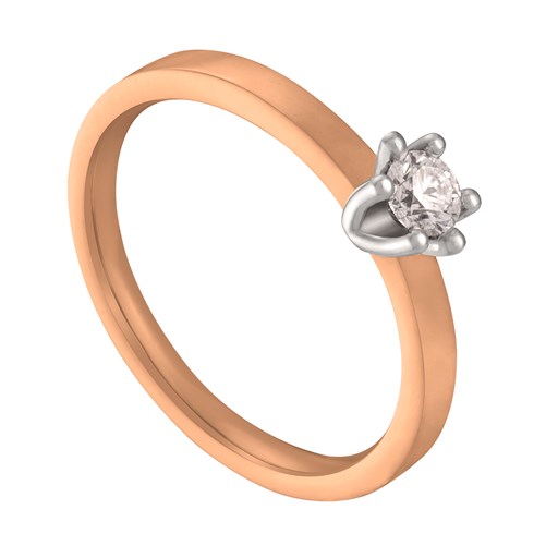Uit het Nederlandse Atelier Aller Spanninga komt deze 14 karaats roségouden solitair ring.
De 0.10 caraat natuurlijke diamant is van VVS Top Wesselton kwaliteit en is gezet in een witgouden chaton.
Deze ring is bestelbaar in verschillende ringmaten of in geel of witgoud.
Tevens is de ring op verzoek ook te vervaardigen met een 0.15 ct. of 0.20 ct. Diamant.

Zeer geschikt voor een huwelijksaanzoek, tijdloos geschenk of als schitterend cadeau voor uzelf.

Wij raden aan een zetting één á tweemaal per jaar te laten controleren.
Dit doen wij met alle liefde inclusief ultrasonisch reinigen geheel kosteloos, 
ook voor de sieraden die u niet bij ons heeft aangeschaft.