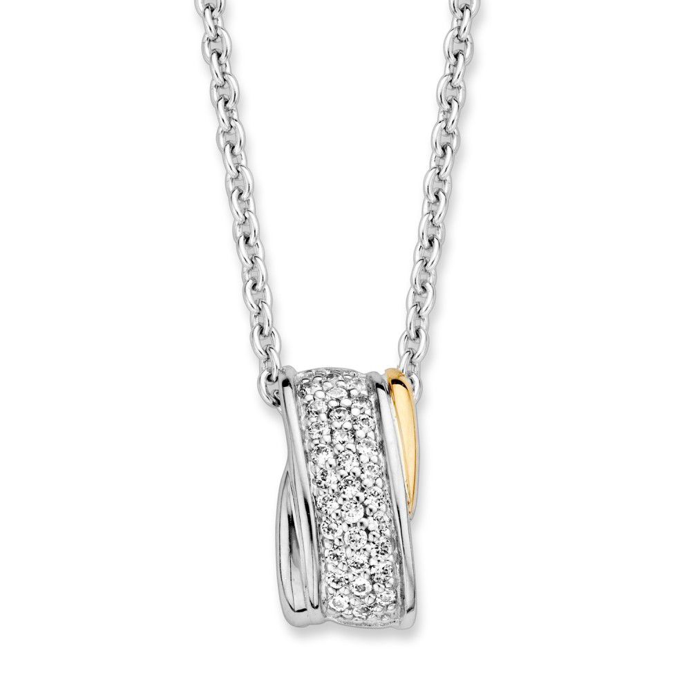 Zilver met 14 karaat gouden hanger, wordt standaard geleverd aan gerhodineerd zilveren collier (42-45cm). Deze hanger isonderdeel van een set.
