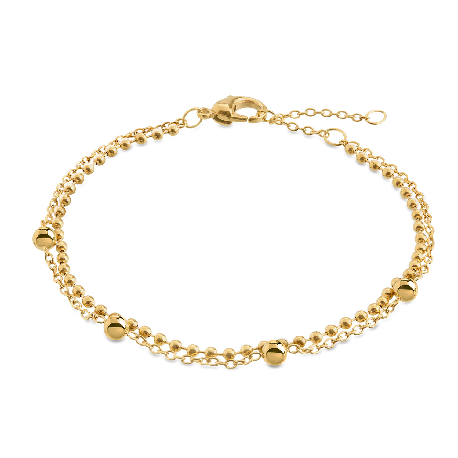 Entdecken Sie das edle Boccia Kugelketten-Armband. Dieses goldfarbene, titanbeschichtete Kugelketten-Armband besticht durch seine elegante Schlichtheit. Mit einer Breite und Tiefe von 3 mm sowie einer Gr&ouml;&szlig;e von 210 mm und einem Gewicht von 2 g ist es perfekt f&uuml;r jeden Anlass. Tragen Sie es solo oder kombinieren Sie es mit anderen Schmuckst&uuml;cken f&uuml;r einen stilvollen Look.