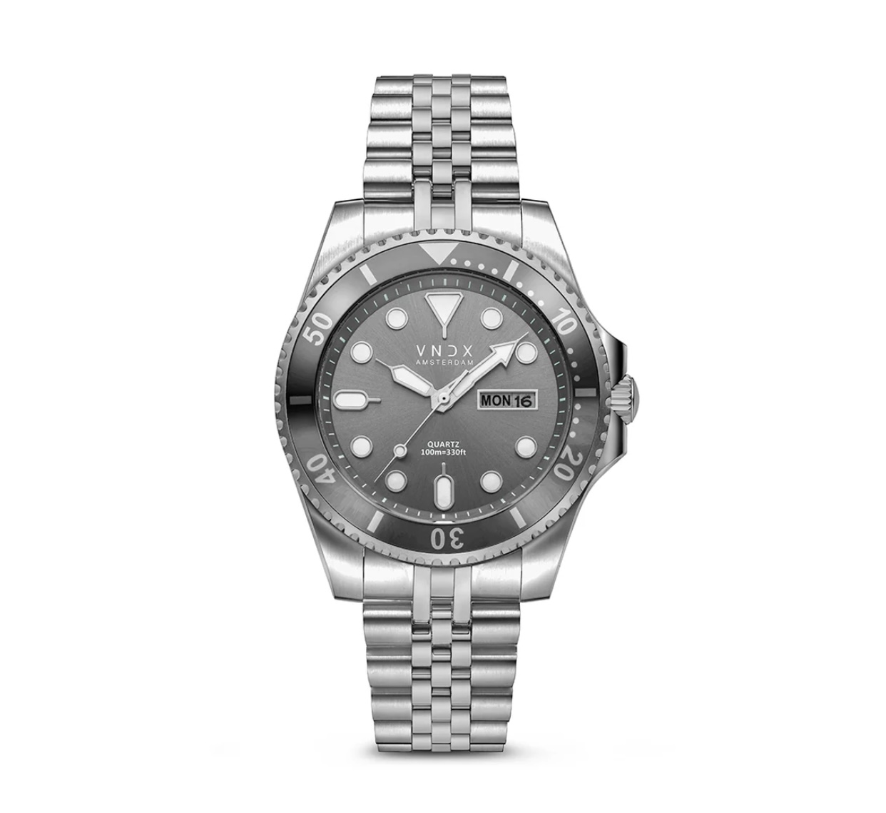VNDX herenhorloge AMS.LXRY staal met grijs wijzerplaat 