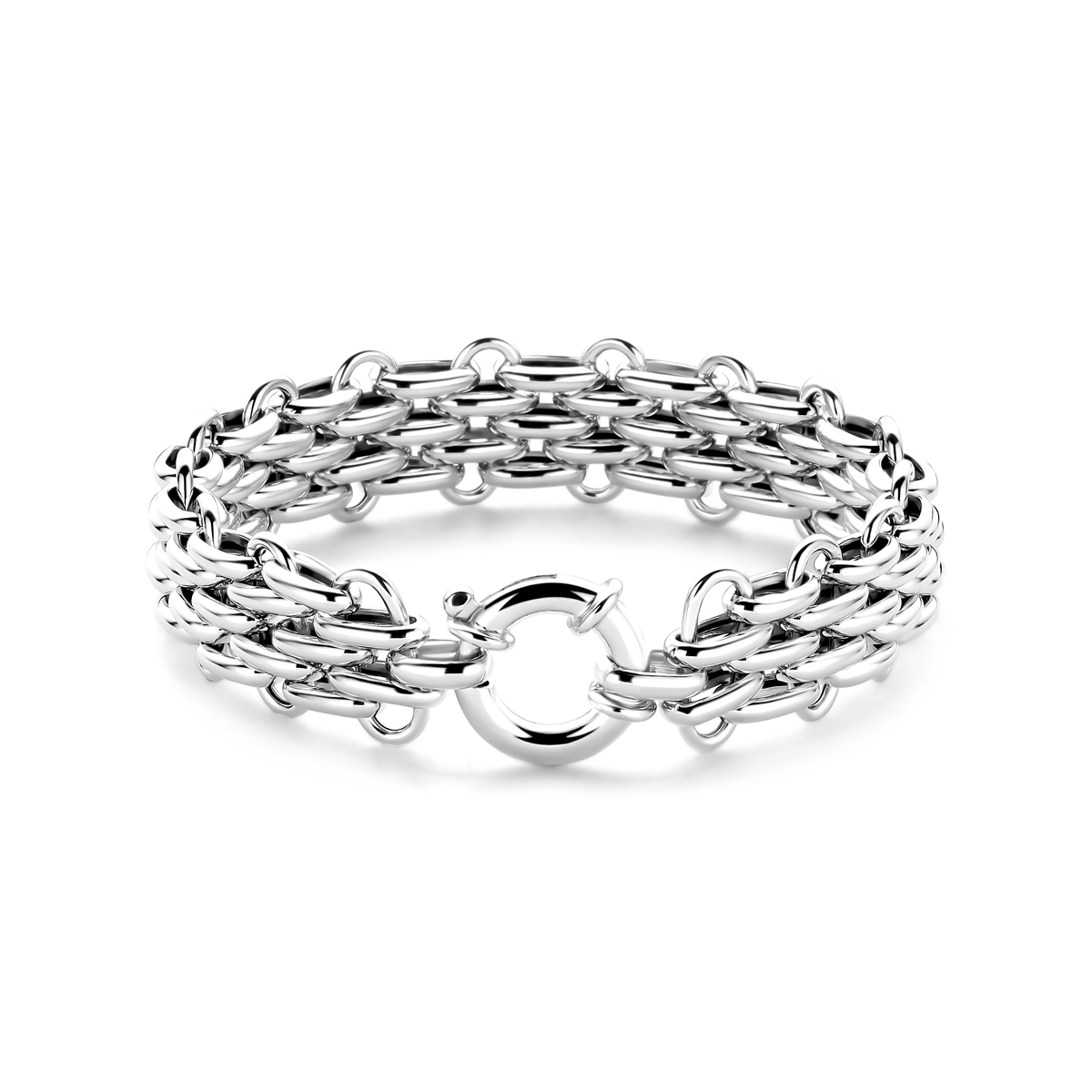 Gerhodineerd 925 zilveren armband met een schakelbreedte van 16.5mm en een draaglengte van 19.5cm.