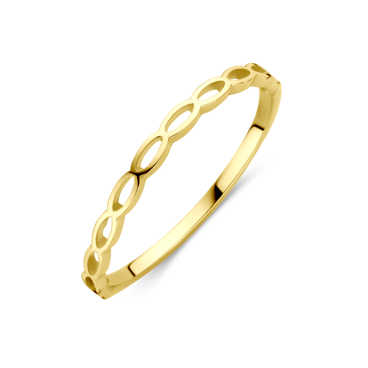 14k Geelgouden ring met een breedte van 2mm.