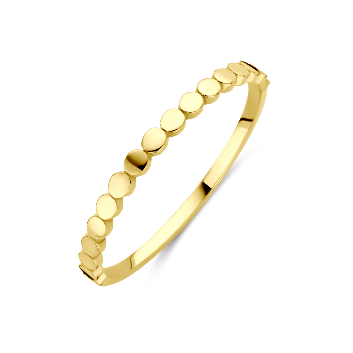 14k Geelgouden ring met een breedte van 2mm.