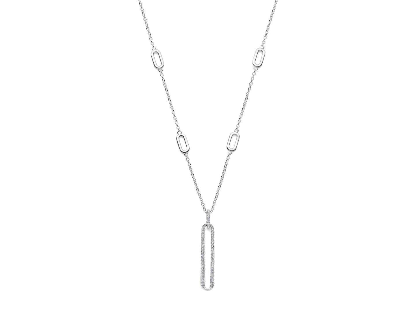 zilveren ketting met zirconium gerodieerd silver rose