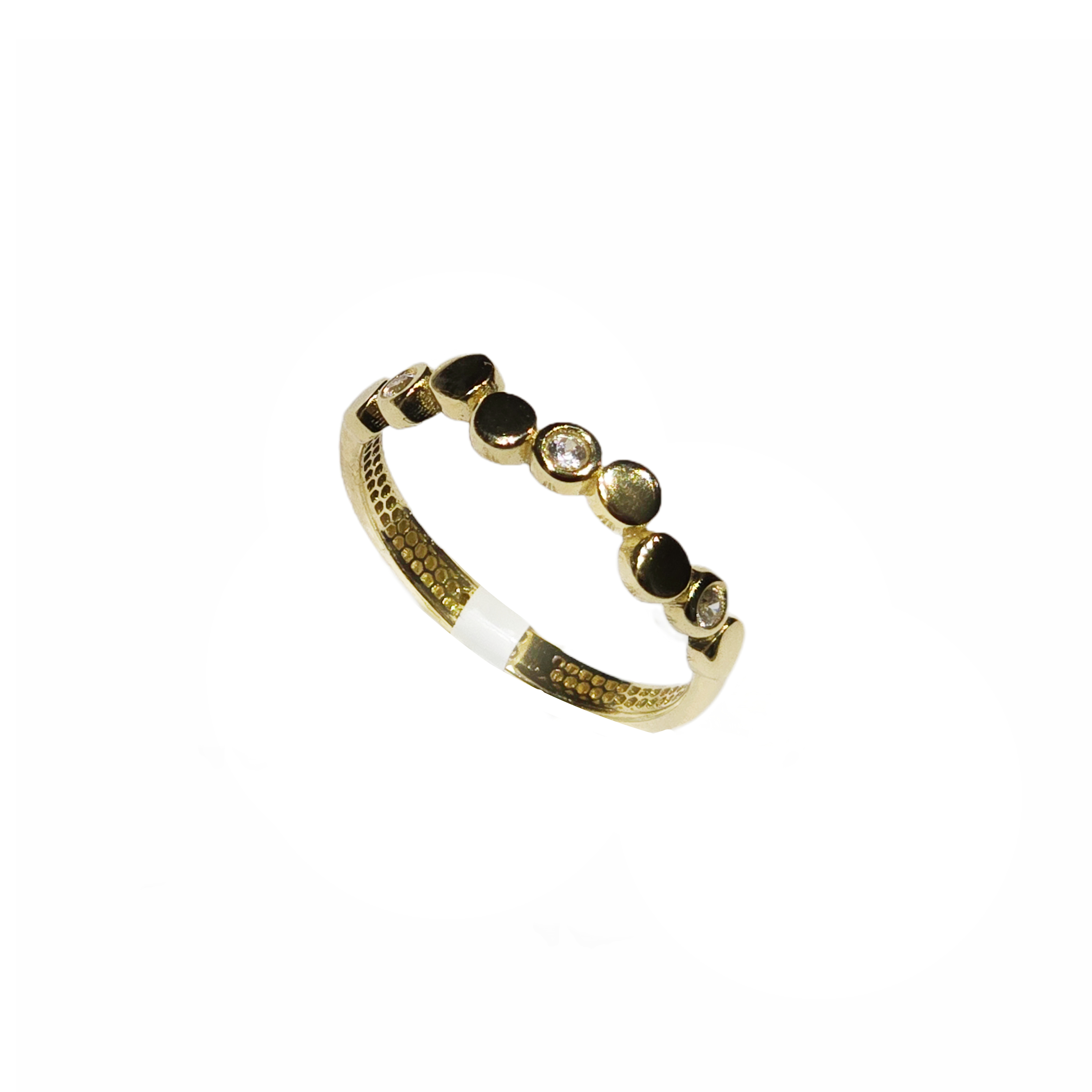 Gouden ring 8 gouden cilinders waarvan 3 met zirkonia 