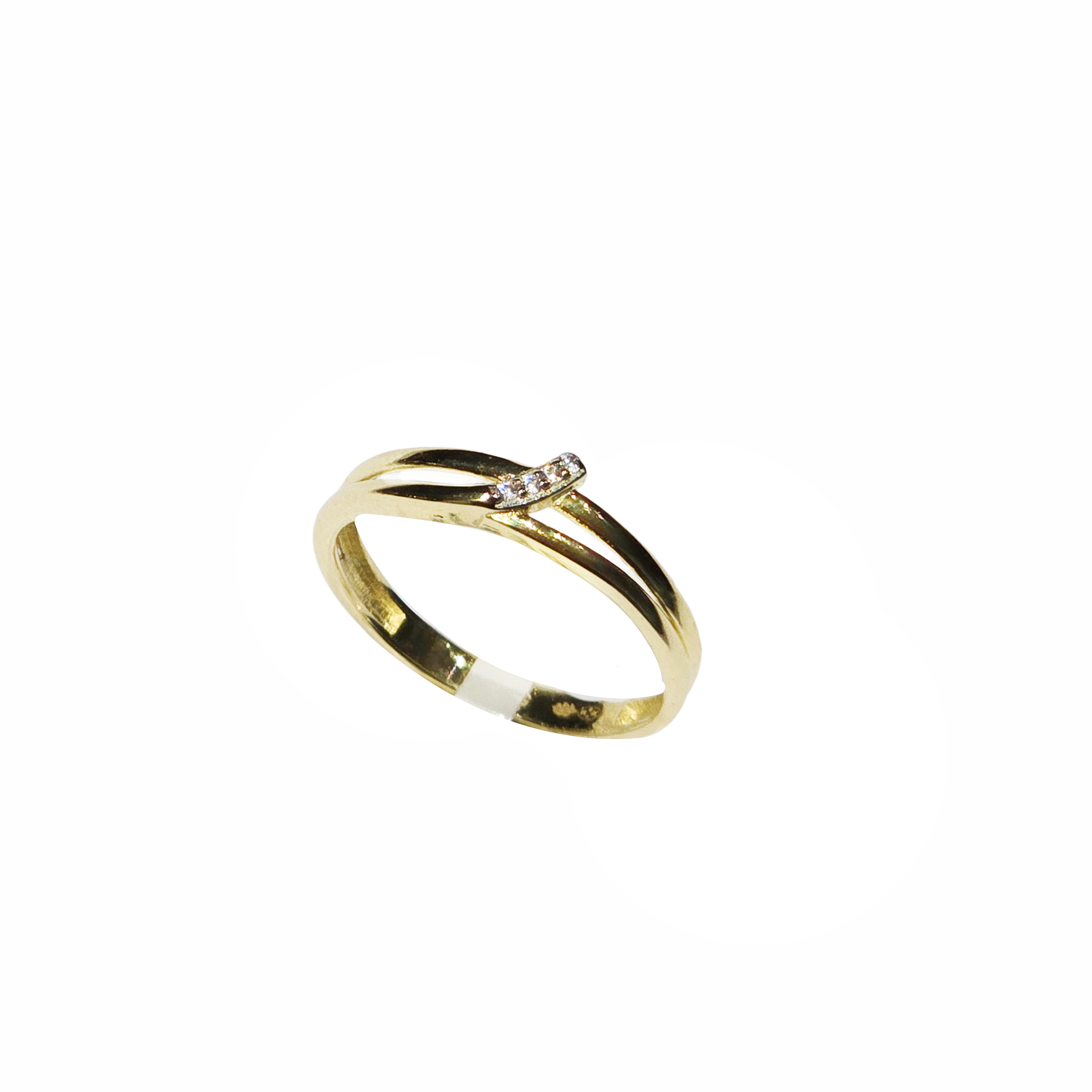 Gouden ring dubbele band met zirkonia