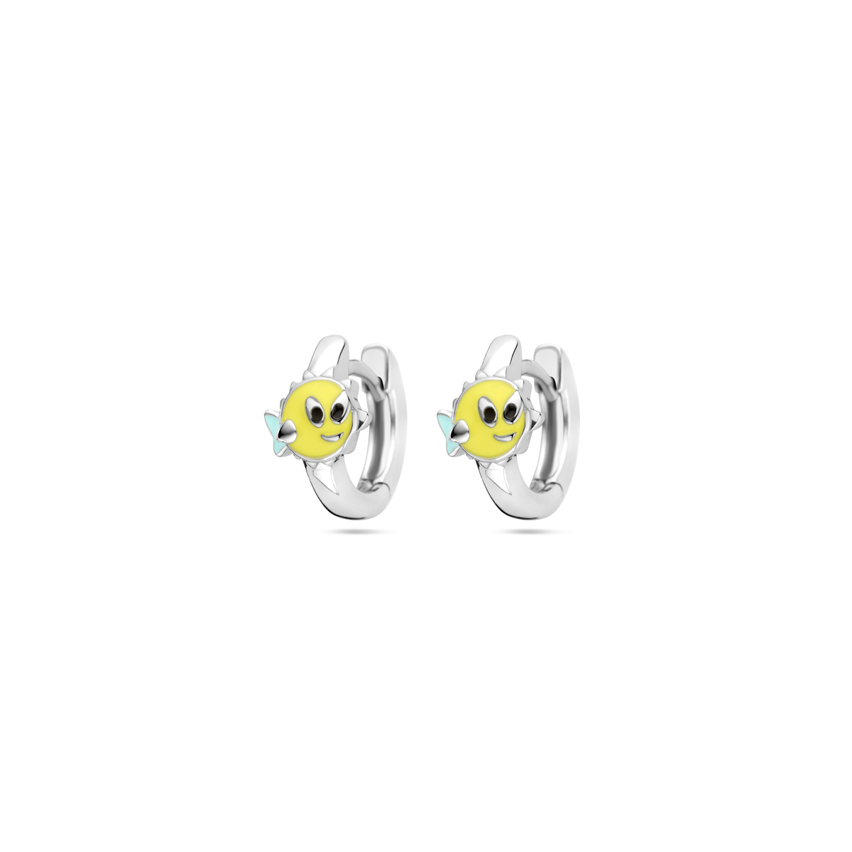 Gerhodineerd 925 zilveren klapoorringen uitgevoerd met een vis. De klapoorringen hebben een afmeting van 10.5x2mm.