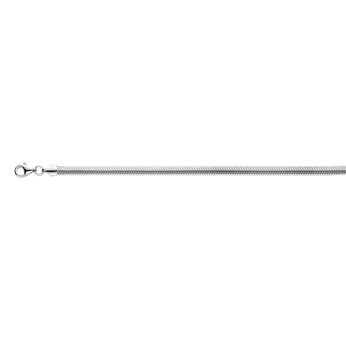 Gerhodineerd 925 zilveren slang bol met een breedte van 4.2mm. Uitgevoerd met een karabijnslot.