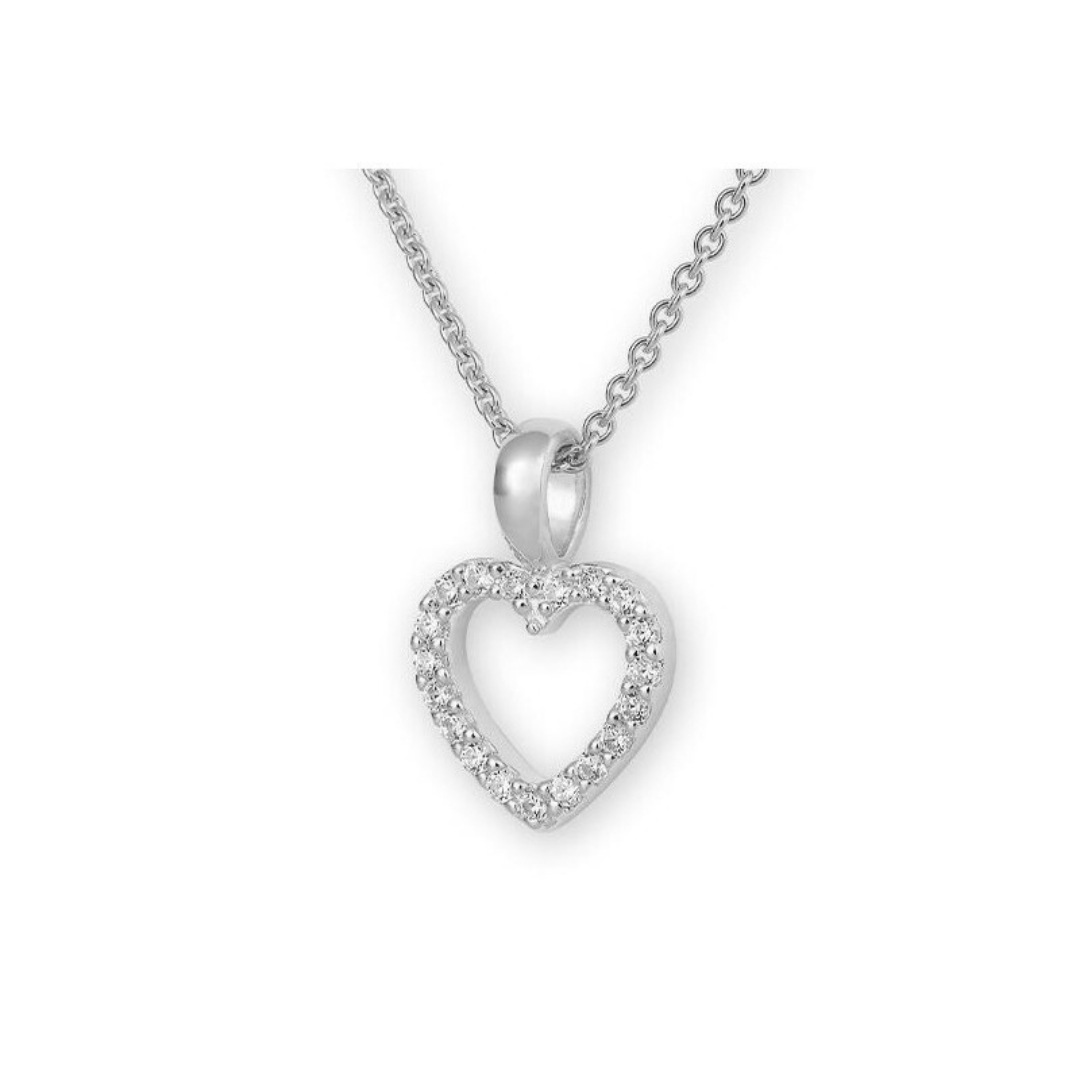 Huiscollectie - 14kt Witgouden hart hanger bezet met briljant geslepen diamanten, excl. collier - 31/03245-0
