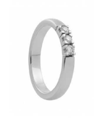 Eclat 14kt. witgouden memoirering M404 met 3x0.07ct. diamant TW-VS op maat 17.5