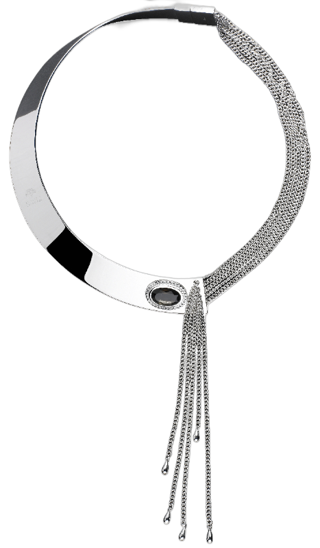 landeloos collier zilver met rookkwarts