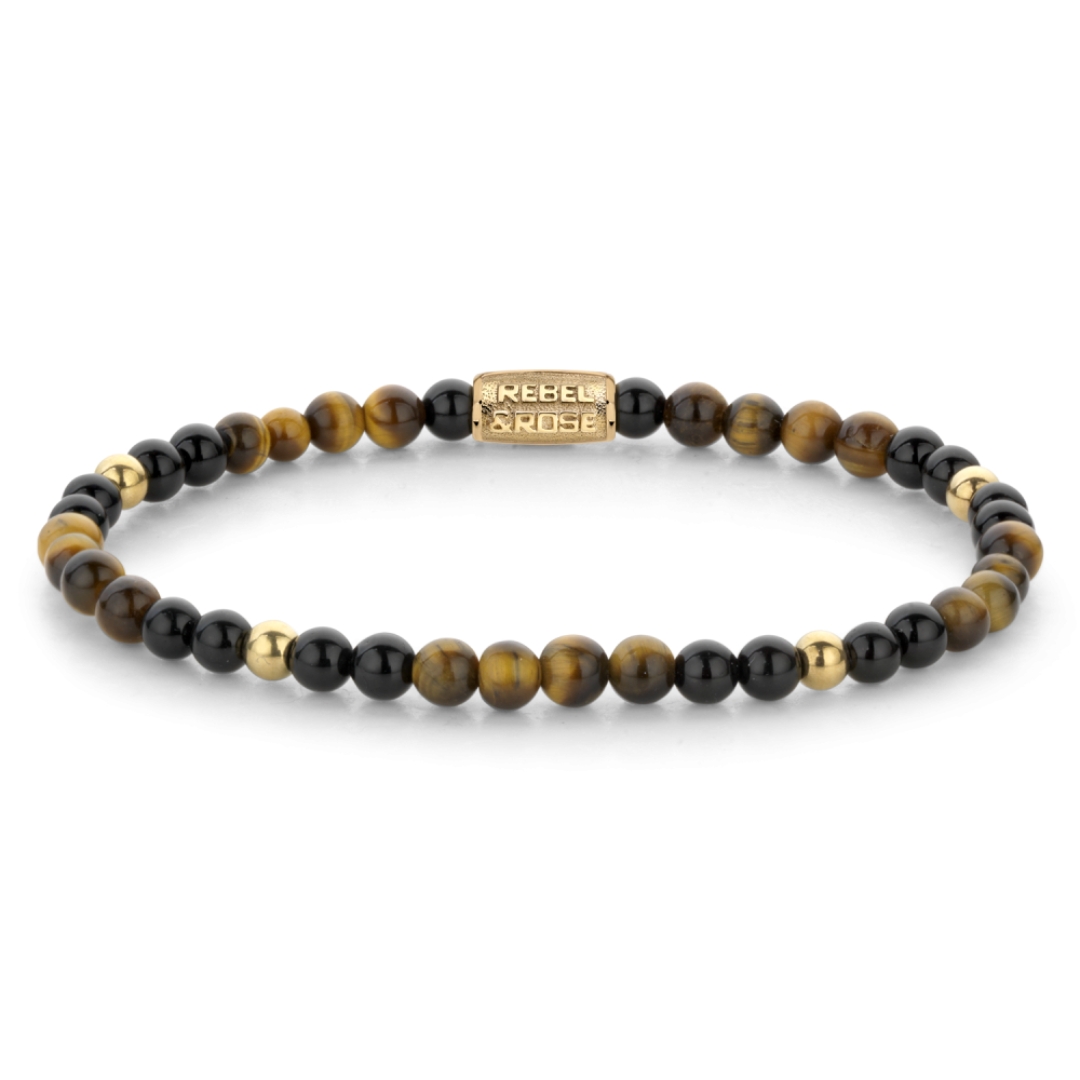 Rebel & Rose - Mix Tiger Black - 4mm Staal verguld - RR-40133-G-M