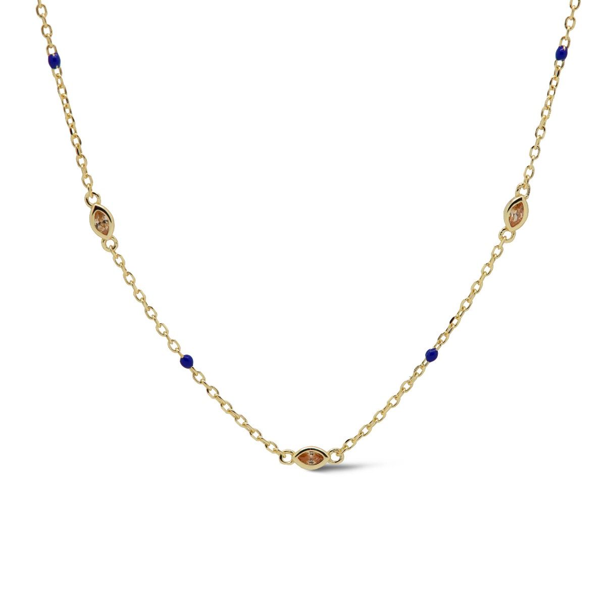 zilveren Karma collier, JOLLY SAPPHIRE BLUE Goldplated