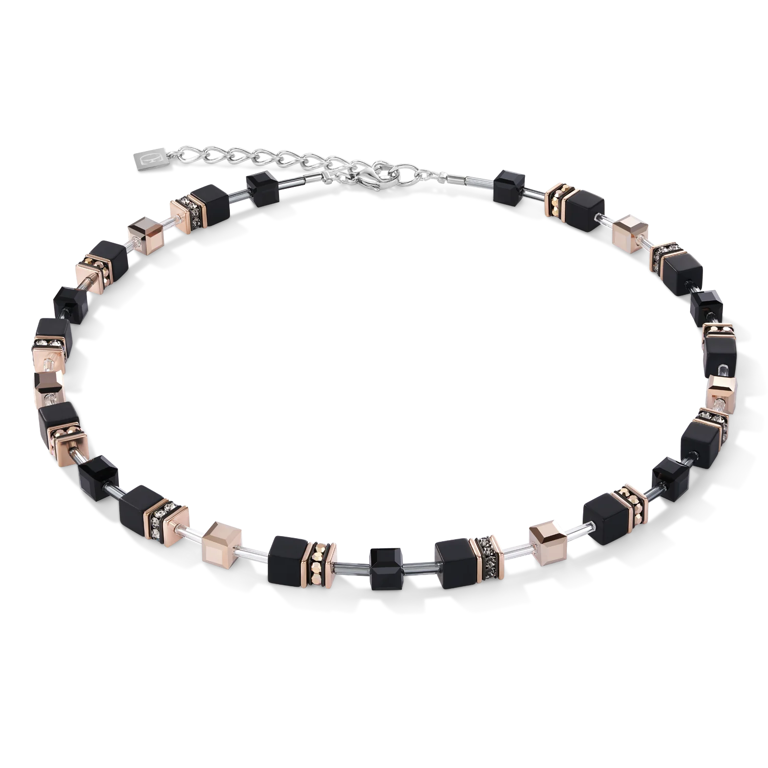 Met de rijkdom aan kleur van echte stenen. De beroemde GeoCUBE® klassieker van COEUR DE LION. Exclusieve ketting met fijne onyx.