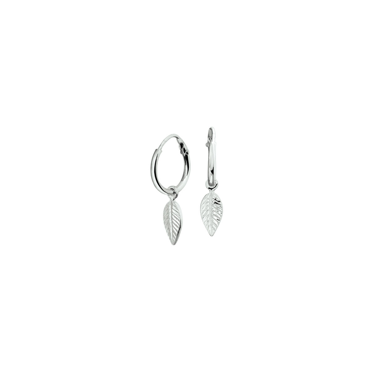 Zilver gerhodineerd oorringen met veer