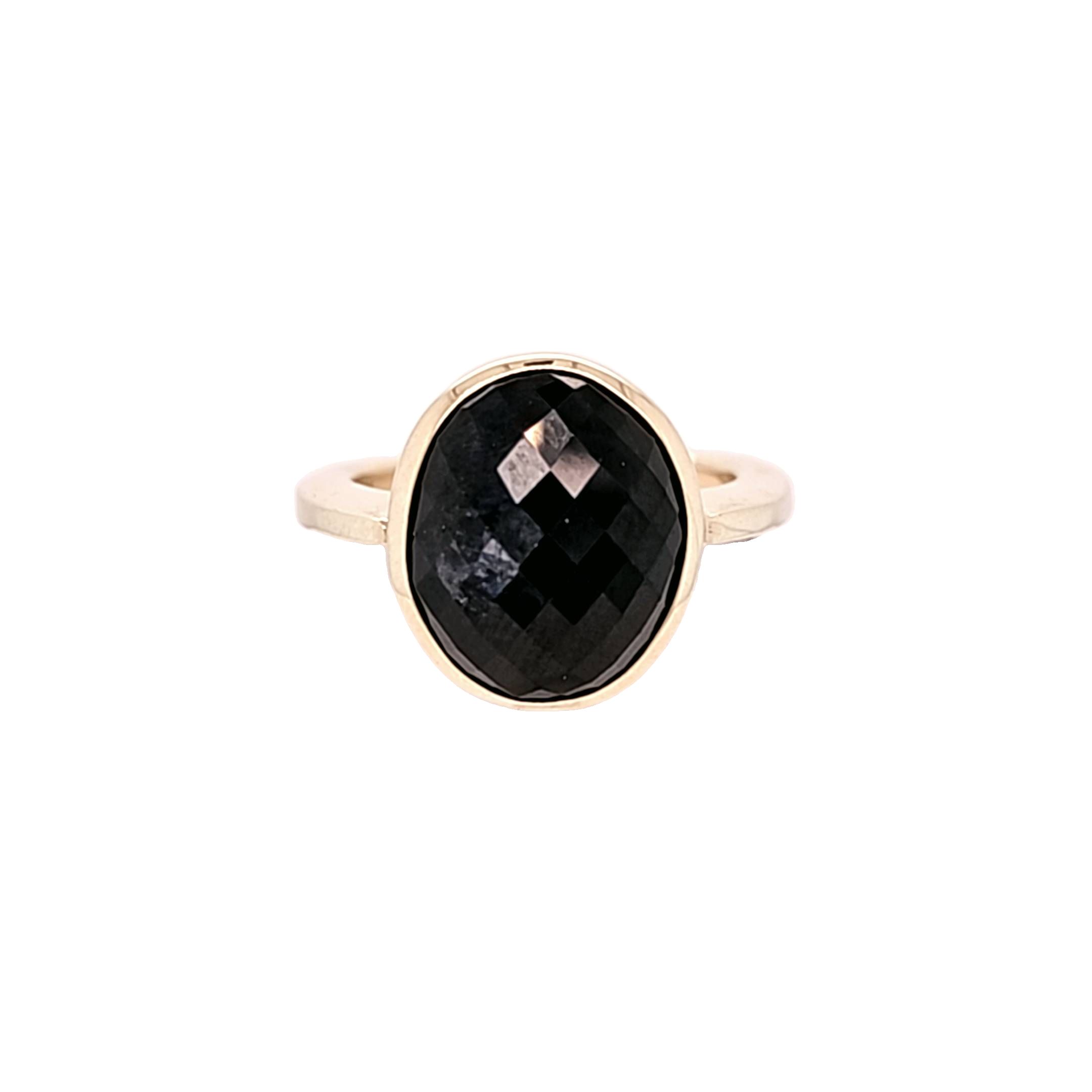geelgouden ring met saffier