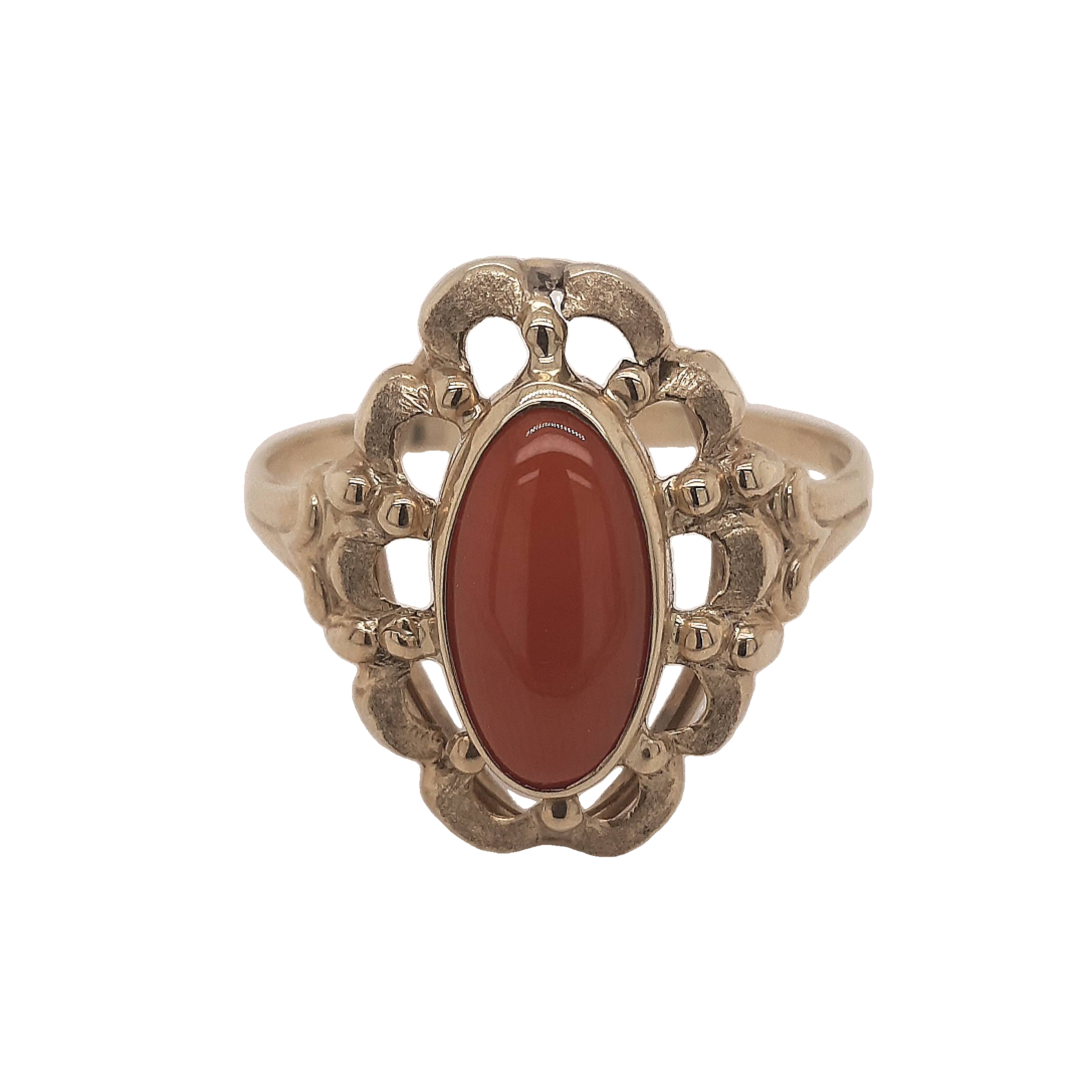 geelgouden ring bloedkoraal