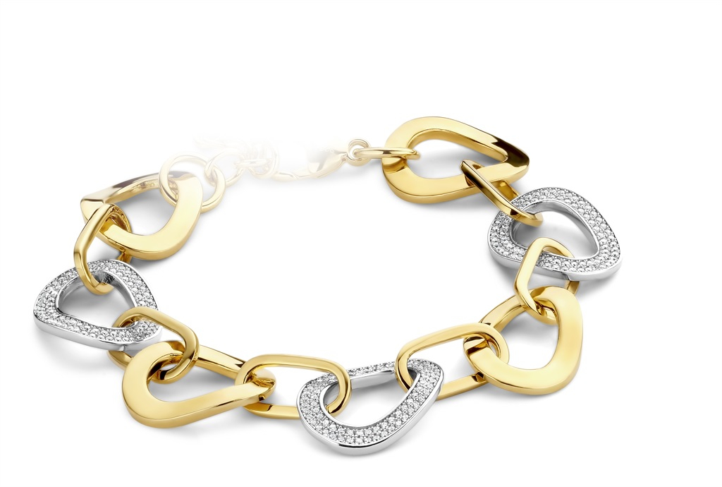 Bicolor armban dzilver verguld met zirconium