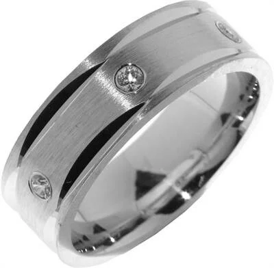 Zilver ring met zirkonia mat/poly maat 16,5