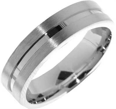 Matte zilveren ring, binnenbaan poly.