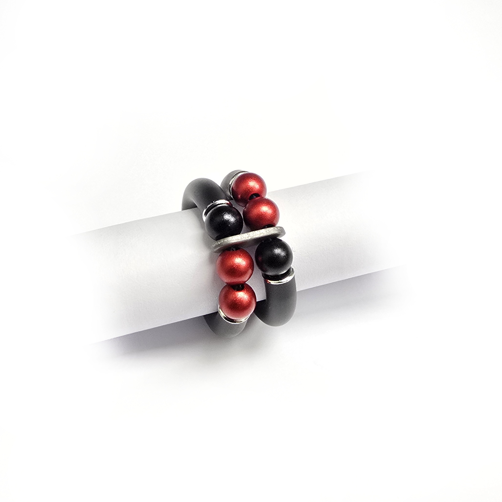 Dubbele ring zwart/rood