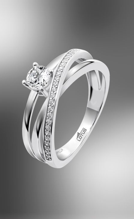 zilveren lotus ring met zirconium